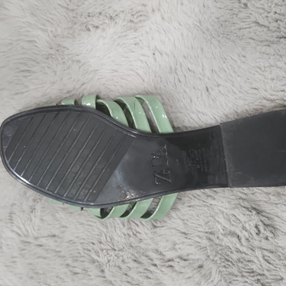 Zara Green Woven Sandals Size 8 - Picture 2 of 8